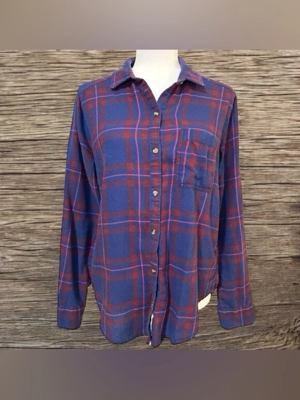 🍬Casual Men's Blue and Red Plaid Button-Down Shirt